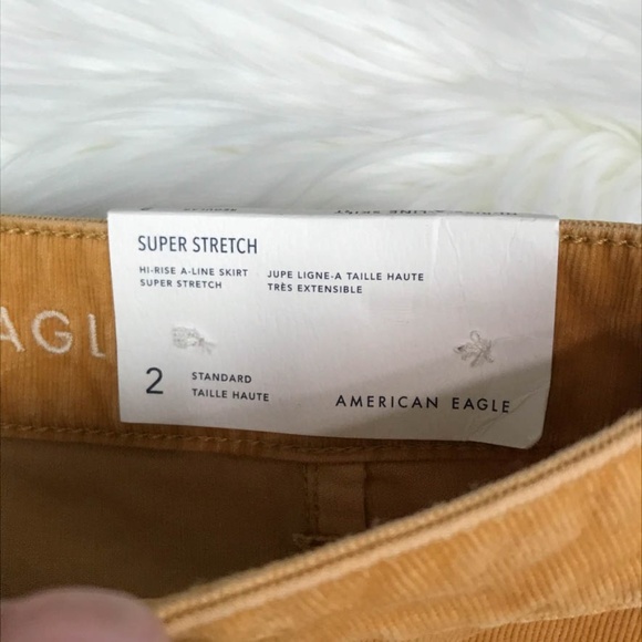 AE High-Waisted A-line Mustard Corduroy Skirt 2 - Picture 6 of 7